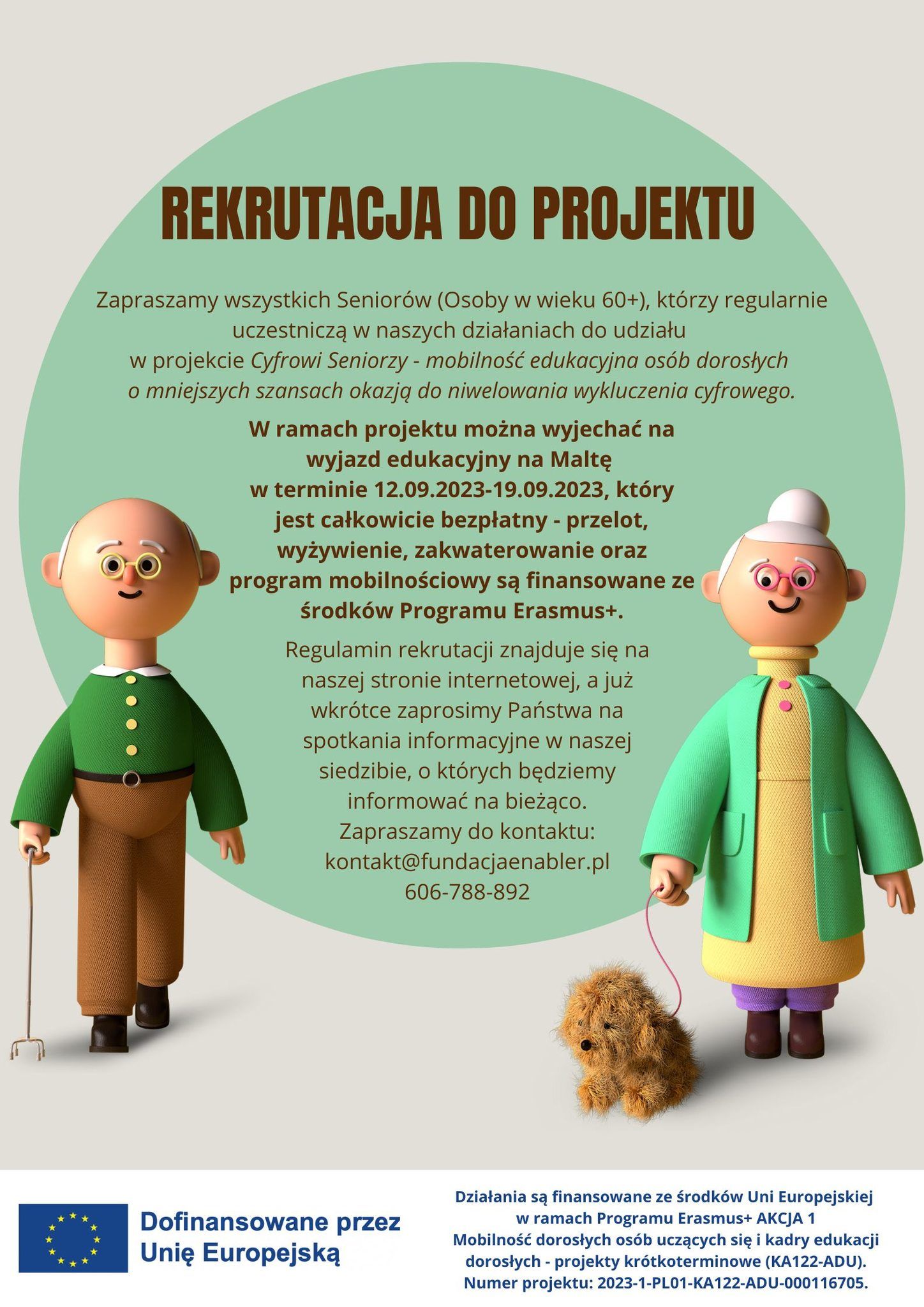 Rekrutacja projektu „Cyfrowi Seniorzy - mobilność edukacyjna osób