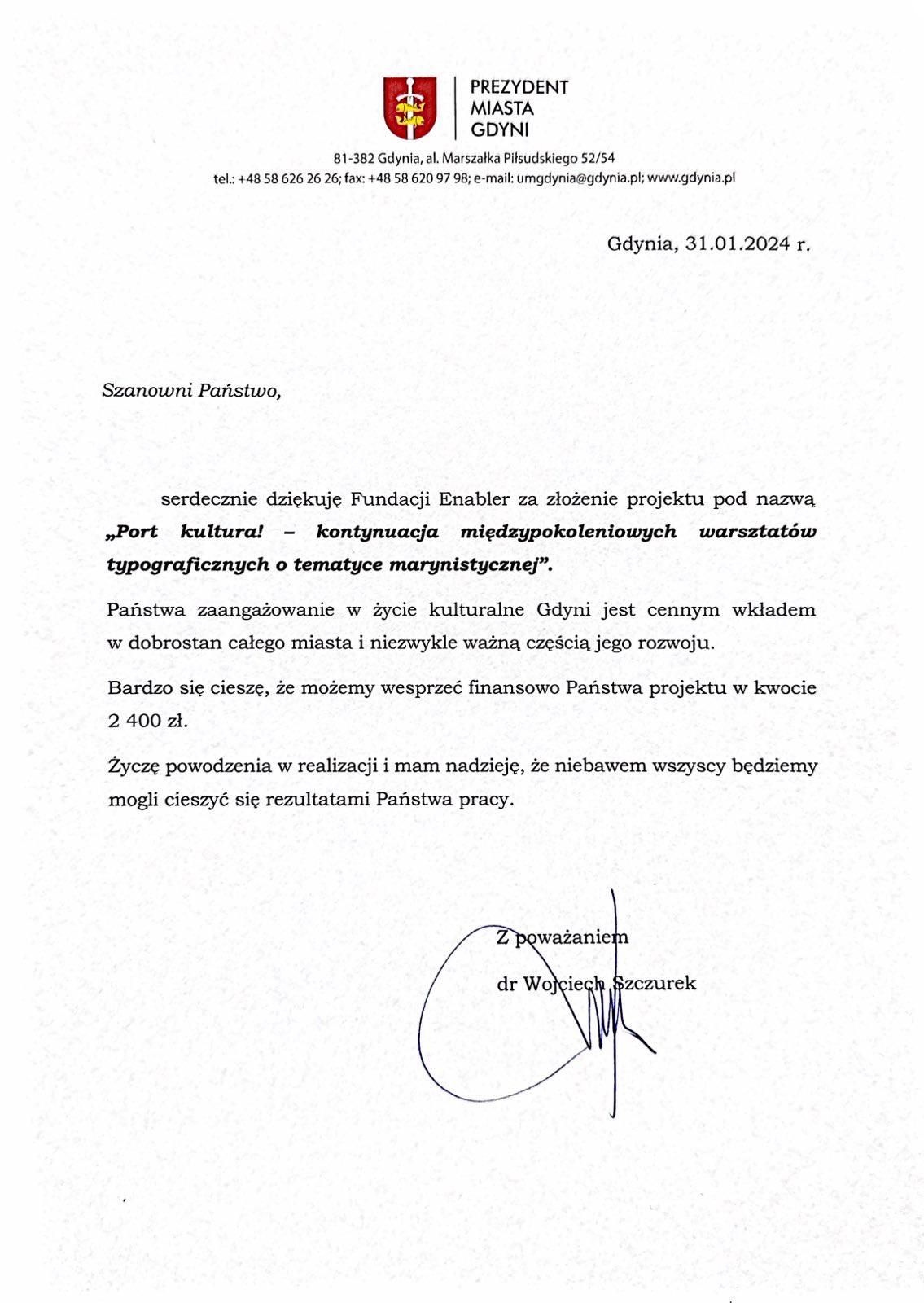 Rozpoczynamy realizację projektu „Port kultura! - kontynuacja